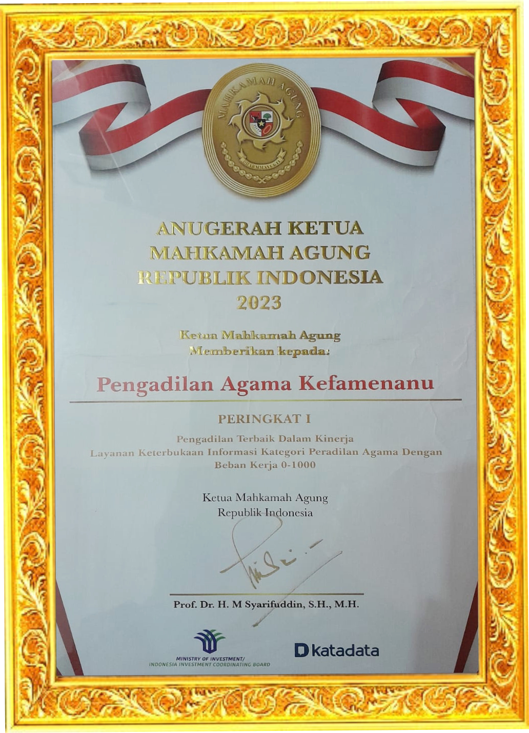 Juara 1 Keterbukaan Informasi 2023